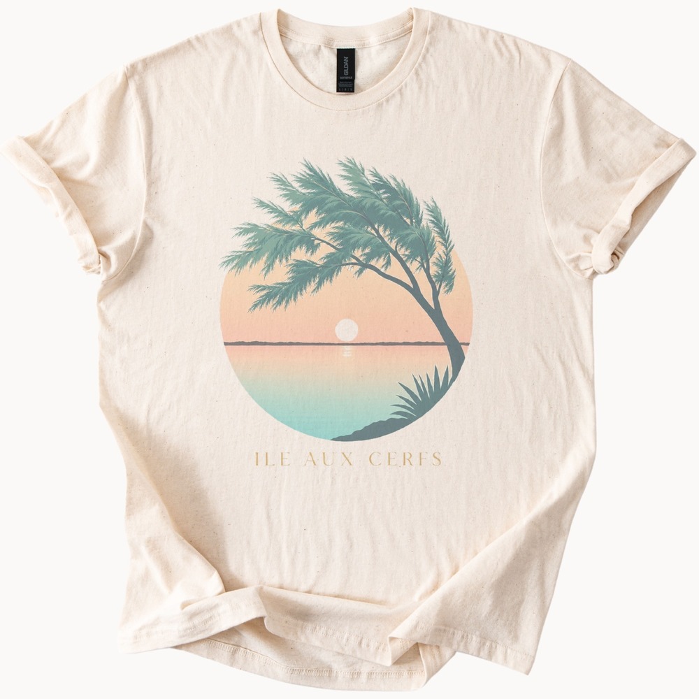 Calm Sunset Island Graphic Tee Nature Inspired Design
